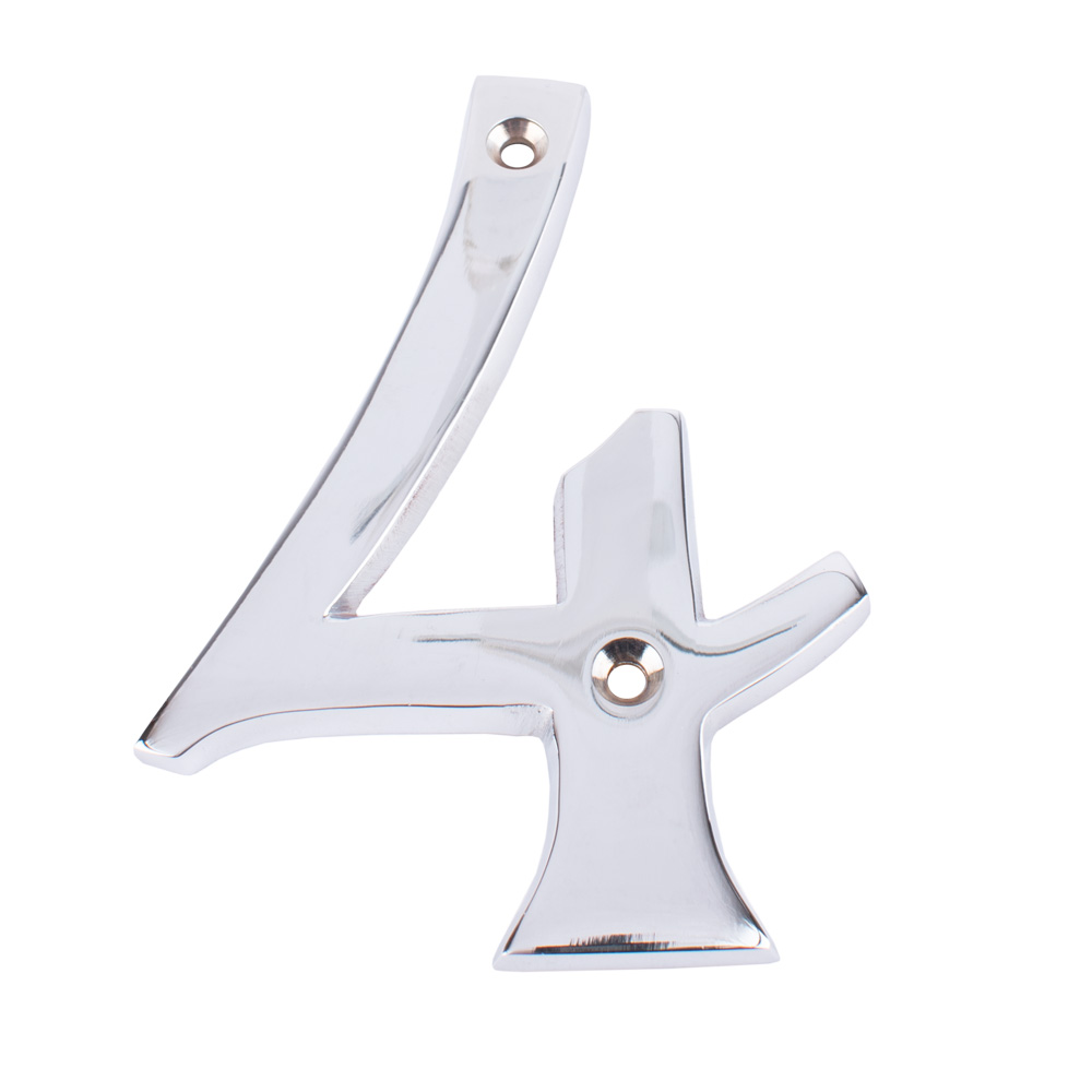 Dart Number 4 Door Numeral - Polished Chrome